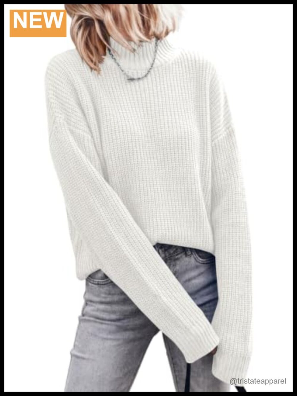 Chunky Knit Pullover Mock Neck Sweater Women Long Sleeve